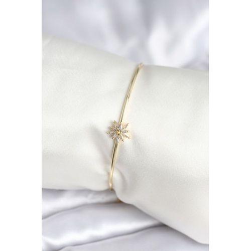 Yıldız Figürlü Gold Renk Pirinç Kadın Bileklik