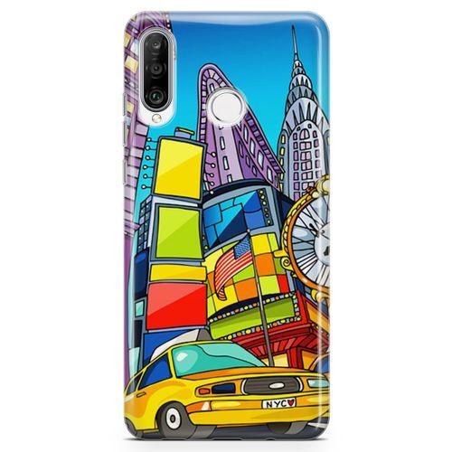 Huawei Nova 4e Kılıf Nyc Taxi Manthattan Arka Kapak Koruma Desenli Full Koruyucu