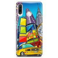 Huawei Nova 4e Kılıf Nyc Taxi Manthattan Arka Kapak Koruma Desenli Full Koruyucu