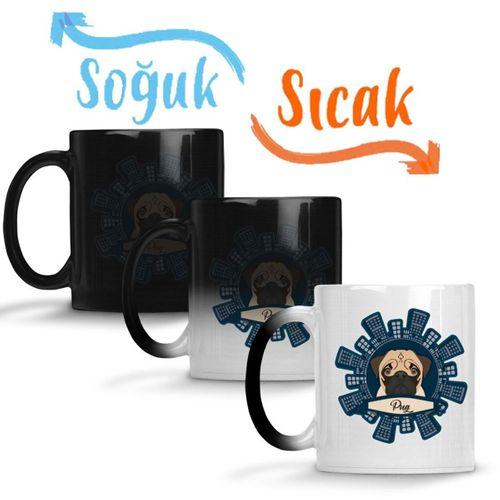 Pug Köpek Sihirli Kupa Bardak Porselen