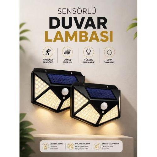 Solar Sensörlü Duvar Lambası Bahçe Lambaso Parlak Beyaz Işık Suya Dayanıklı