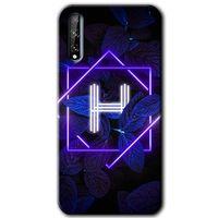 Huawei P Smart S Kılıf HD Desen Baskılı Arka Kapak - Dark Neon Yaprak H Harfi