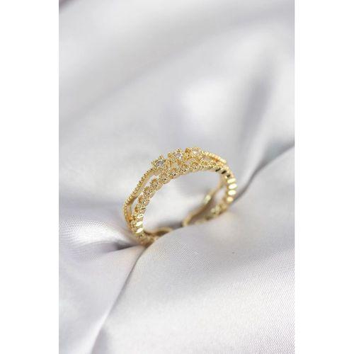 Gold Renk Minimal Yıldızlı Model Kadın Yüzük