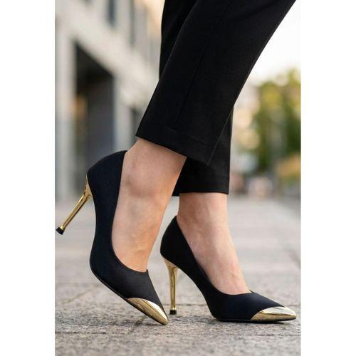 Norji Siyah Saten Stiletto Ayakkabı