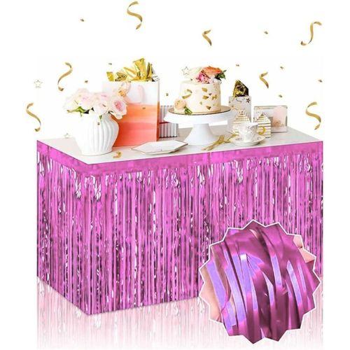 Nessiworld Kendinden Yapışkanlı Pembe Metalize Püsküllü Masa Eteği – 75 x 275 cm Parti Süslemesi
