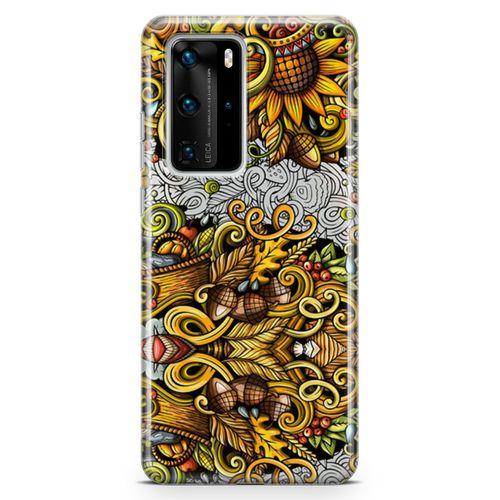 Huawei P40 Pro Kılıf Sonbahar Doodle Arka Kapak Koruma Desenli Full Koruyucu