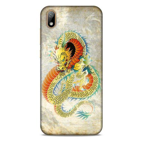 Huawei Y5 2019 Kılıf Dragons (21) Koruyucu Kapak Ejderha Dövme Sarı