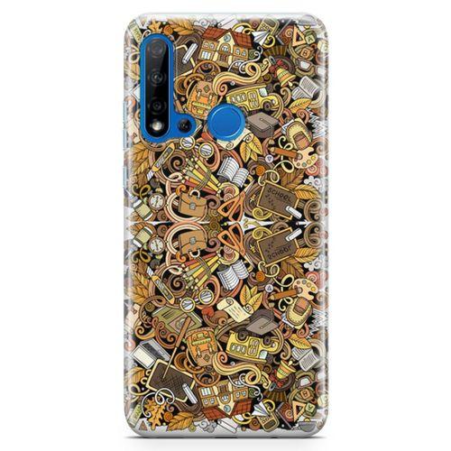 Huawei P20 Lite 2019 Kılıf Eğitimci Doodle Arka Kapak Koruma Desenli Full Koruyucu