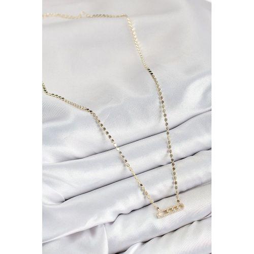 Pirinç Zirkon Taşlı Messika Model Ezme Zincir Gold Renk Kadın Kolye