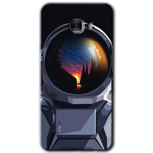Samsung Galaxy C7 Pro HD Baskılı Kılıf + 9D Tam Ekran Koruyucu - Astronot