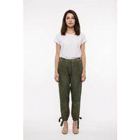 Beli Lastikli İnka Bilekten Bağlamalı Otantik Nakışlı Kadın Poplin Pantolon Haki Hk