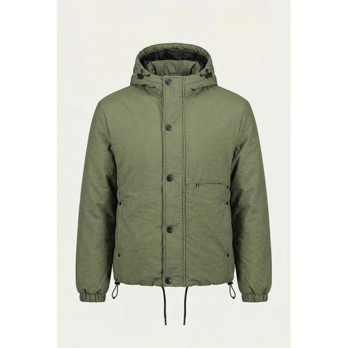 Oversize Cep Detaylı Kapüşonlu Hafif Şişme Mont - Yeşil