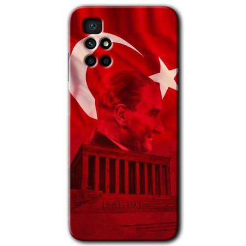 MRCİLETİSİM Xiaomi Redmi 10 Kılıf HD Desen Baskılı Arka Kapak + Temperli Cam - Anıtkabir Atatürk