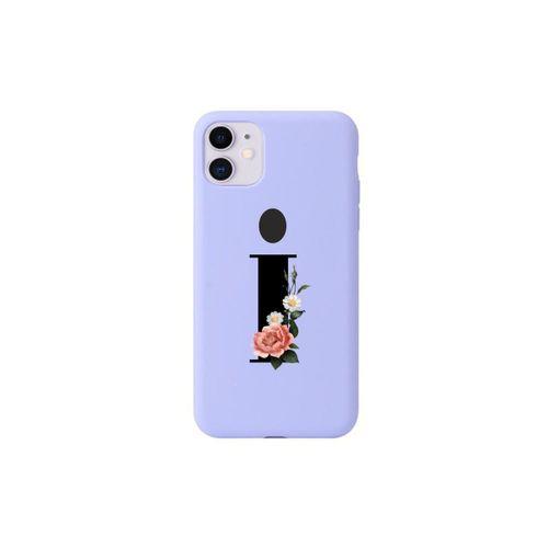 iPhone 11 Siyah Çiçekli İ Harfli Telefon Kılıfı