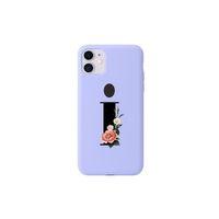 iPhone 11 Siyah Çiçekli İ Harfli Telefon Kılıfı