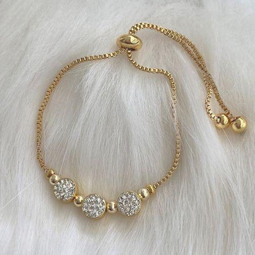 2'Lİ Set - Zirkon Taşlı Üçlü Asansör Bileklik, Oval Motif Zirkon Ayarlanabilir Yüzük SNJ-SET1002