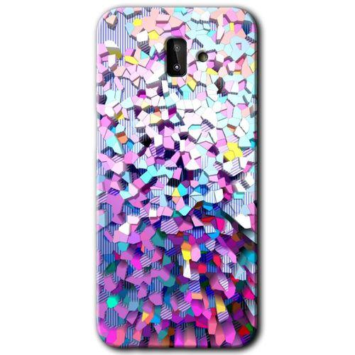 Samsung Galaxy J8 Kılıf HD Desen Baskılı Arka Kapak + Temperli Cam - Mosaic Fragments Colorfull