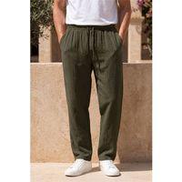 Hafif ve Rahat Müslin Baggy Erkek Pantolon - Koyu Haki