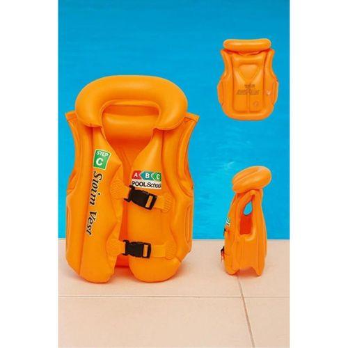 Çocuklar İçin Turuncu Renk Abc Desen 7x11 yaş (20x45 kg) Şişme Yelek