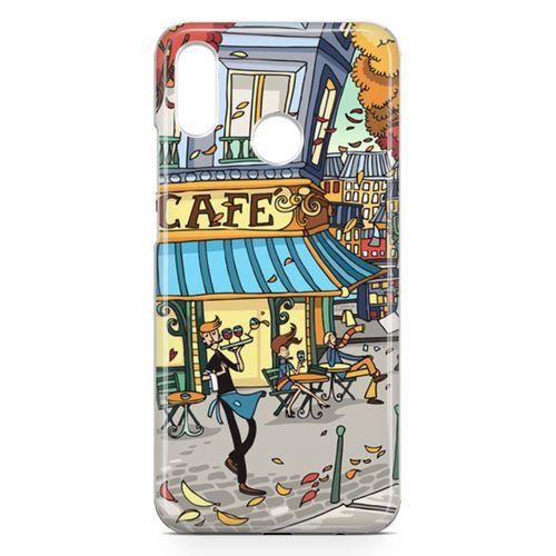 Huawei P20 Lite Kılıf Paris Kafe Arka Kapak Koruma Desenli Full Koruyucu
