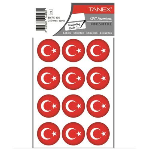 Tanex Bayrak Sticker Yuvarlak 32X32Mm 2Li Byrk-105 paketli - 3 adet