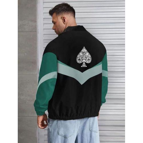 Unisex Uzun Kollu Paraşüt Kumaş Rüzgarlik - Siyah