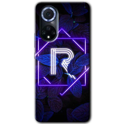 Huawei Nova 9 Kılıf HD Desen Baskılı Arka Kapak - Dark Neon Yaprak R Harfi