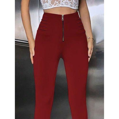 Kadın Yüksek Belli önden Fermuar Ve Nervur Detaylı Dalgıç Tayt