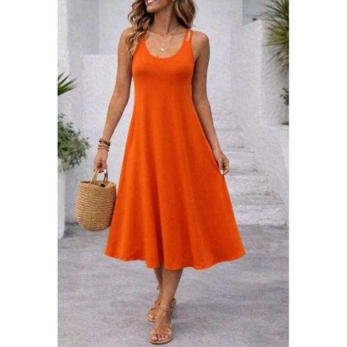 Kadın Askılı Yuvarlak Yakalı Kiloş Uzun Viskon Elbise