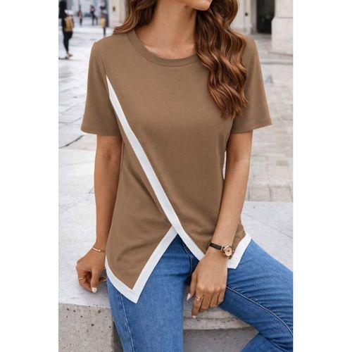 Kadın Kısa Kollu Bisiklet Yaka Viskon Bluz