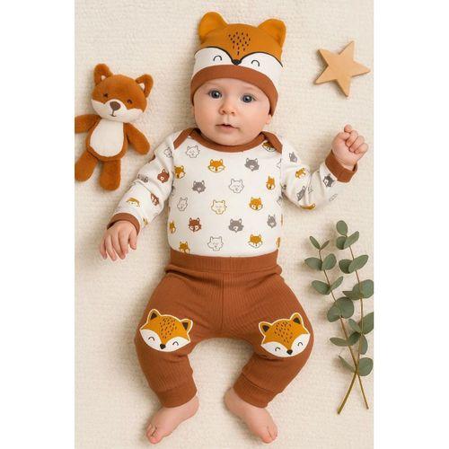 Little Fox Desenli 3'lü % 100 Pamuklu Erkek Takım
