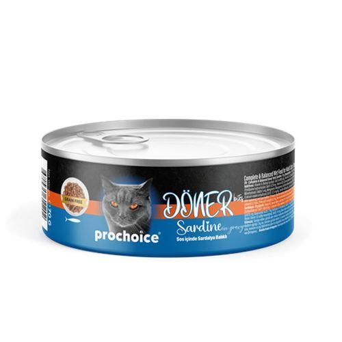Prochoice Döner Sardine, Sos İçinde Sardalyalı Tam & Dengeli Yetişkin Kedi Konservesi 12x70 gr