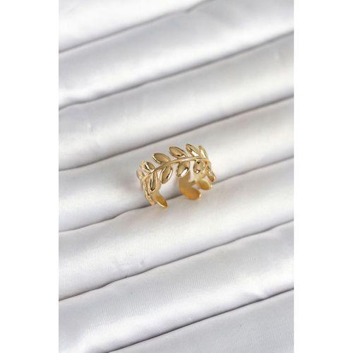 316L Çelik Gold Renk Başak Form Kadın Yüzük