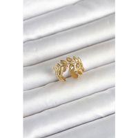 316L Çelik Gold Renk Başak Form Kadın Yüzük