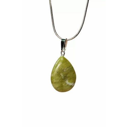 Akuamarin Doğal Taşı Zincirli El Yapımı Kolye Uç: 3 cm Zincir: 20 cm Kutulu