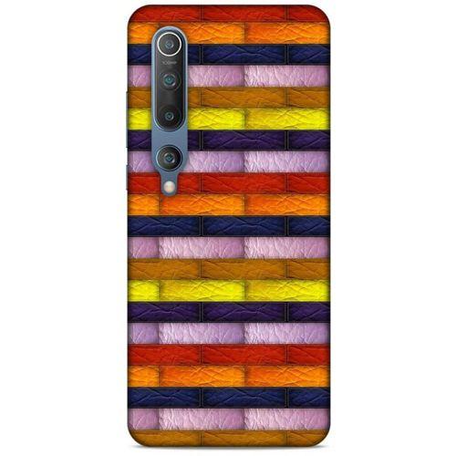Xiaomi Mi 10 Kılıf Patchwork (30) Silicone Case Şeker Pembe Sarı
