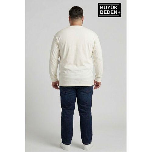 Erkek Büyük Beden Uzun Kollu 2 İplik Bisiklet Yaka Tişört SPR26BEA942