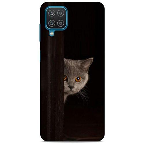 Lopard Samsung Galaxy A12 Uyumlu Kılıf Kediler (49) Ultra Silikon Kılıf Turuncu Gözler