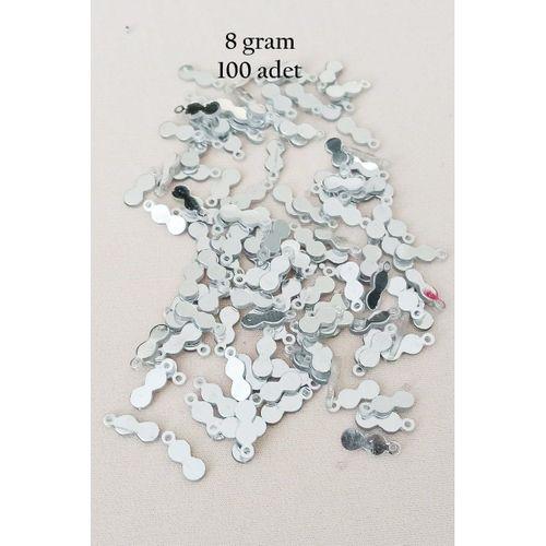 Oya Abiye Bileklik Kolye Pleksi Metalik Plastik Pul Gümüş Renk 8 gram 100 adet - BNC508