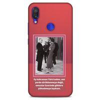 Xiaomi Redmi Note 7 Pro Kılıf Atatürk (5) Koruma Kabı Açık Kırmızı