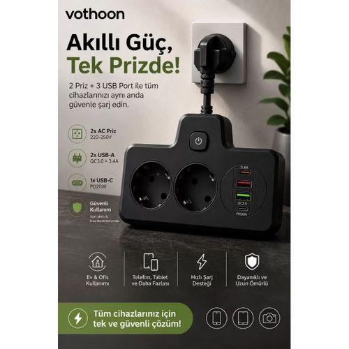 Bkl-502 Akım Korumalı 2li Priz 2 Usb Ve 2 Type-c Çıkış 4000w Hızlı Şarj Duvar Tipi Dokunmatik Led Aydınlatmalı