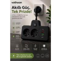 Bkl-502 Akım Korumalı 2li Priz 2 Usb Ve 2 Type-c Çıkış 4000w Hızlı Şarj Duvar Tipi Dokunmatik Led Aydınlatmalı