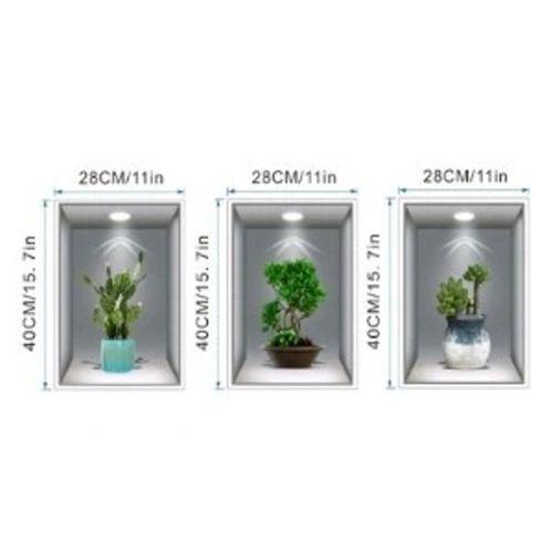 Eğitici Oyuncak 3D Çiçek Vazo Duvar Sticker 3 lü Set GRİ Fon