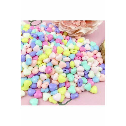 60 gr (300 adet) Şeker Rengi Akrilik Kalp Boncuklar Renkli Karışık Plastik Pastel Boncuklar Ara Boncuk Kalp Şekilli Kolye Bilezik için