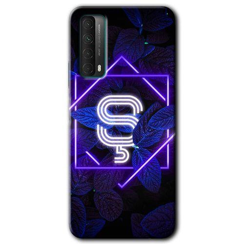 Huawei P Smart 2021 Kılıf Baskılı Kapak - Dark Neon Yaprak Ş Harfi +Tam Ekran Koruyucu