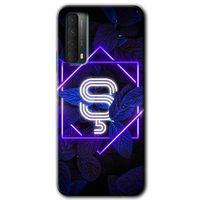 Huawei P Smart 2021 Kılıf Baskılı Kapak - Dark Neon Yaprak Ş Harfi +Tam Ekran Koruyucu