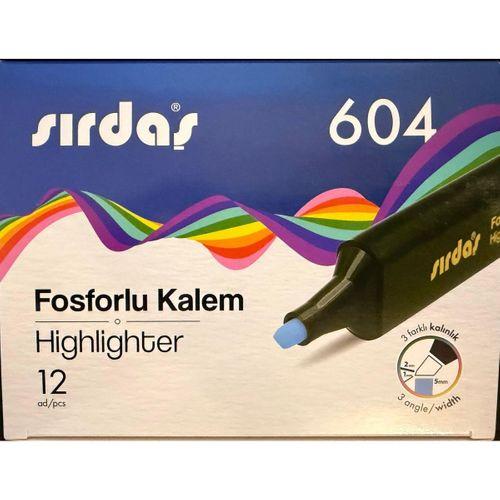 Sırdaş Fosforlu Kalem 12'li Paket Mavi 604