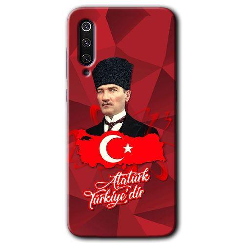 MRCİLETİSİM Xiaomi Mi 9 SE Kılıf HD Desen Baskılı Arka Kapak+Temperli Cam - Atatürkiye