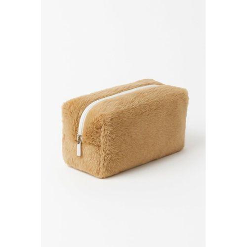 Peluş Yumuşacık Makyaj Çantası - Kozmetik Organizeri Kahverengi