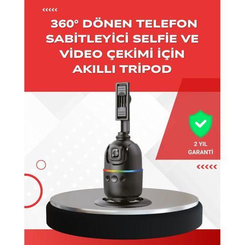 Yapay Zeka Destekli Yüz Takip Özellikli 360 Derece Dönen Masaüstü Telefon Sabitleyici